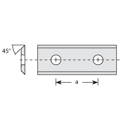 Doosje met 10 stuks wisselmessen HW K1920 25x12x1.5 45° (2 gaten)