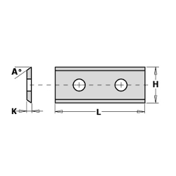 Doosje met 10 stuks wisselmessen HW K2250 120x13x2.2 35°