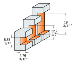 Groeffrees met lager voor inlegwerk HW S=12 D=22.2x6.35