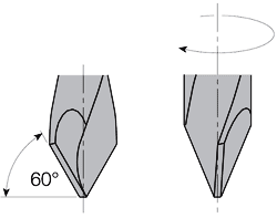Drevelboor spits met vaste 45° verzinker HW S=10x20 D=7x35x70 Links