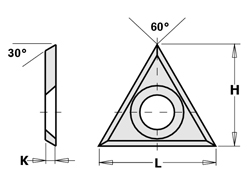Doosje met 10 stuks driehoeksvoorsnijders HW K1920 22x19x2 30° (= CMT 790.220.02)